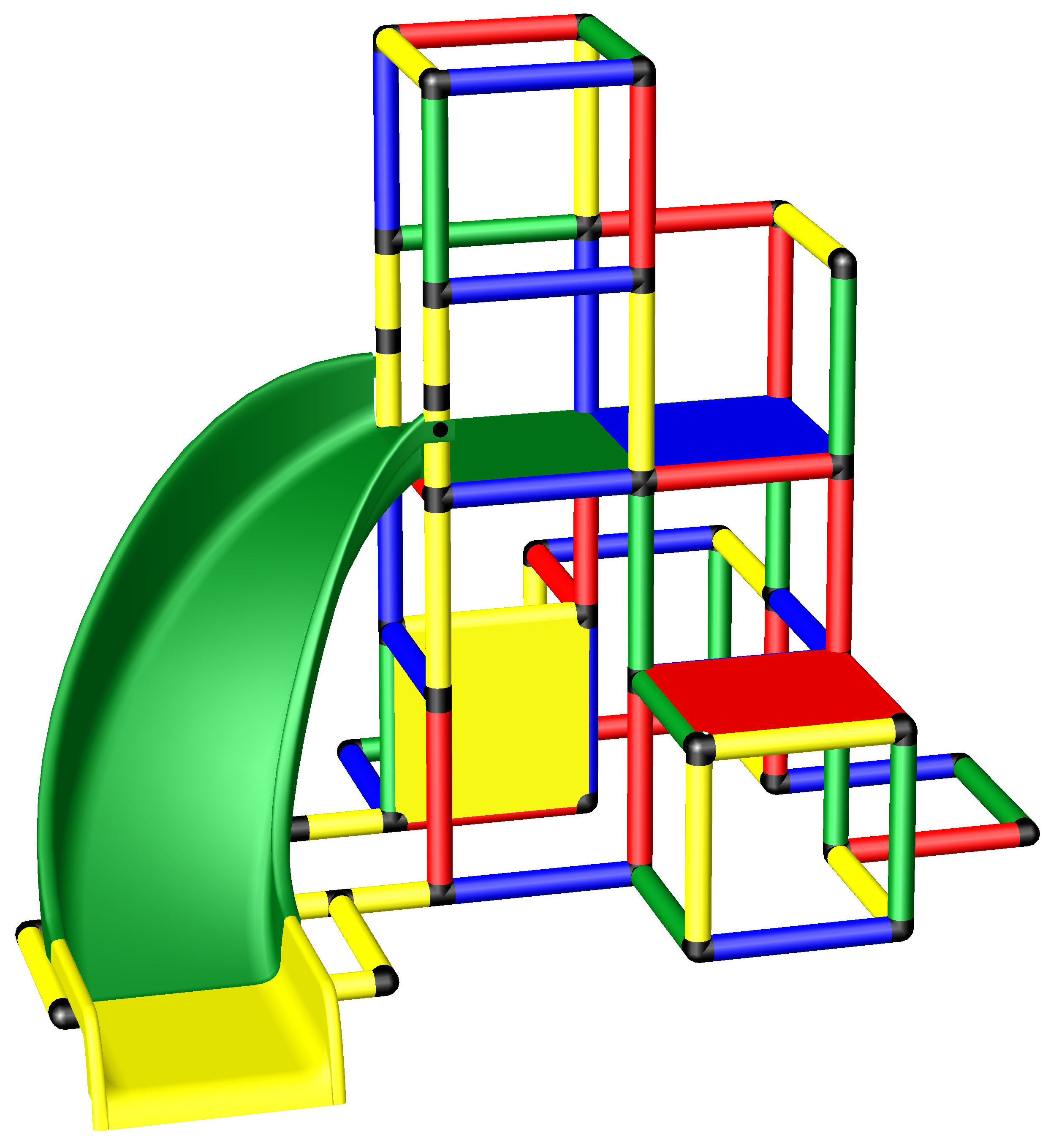quadro-climbing-pyramid-curved-slide.jpg QUADRO Climbing Pyramid + Curved Slide